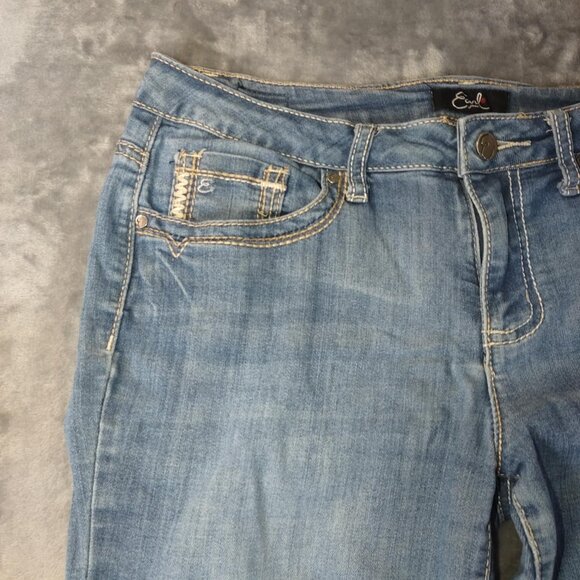 Eagle Jeans Light Wash Straight Leg Women Denim Mid Rise Distressed Casual Y2K 8 - Picture 6 of 8